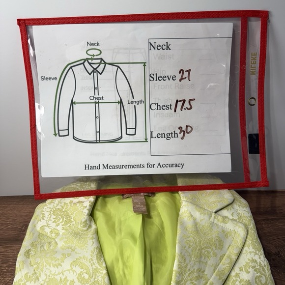 Forever 21 Women's Blazer Jacket Small Lime Green Jacquard Button Front Boho Y2K - Picture 6 of 7